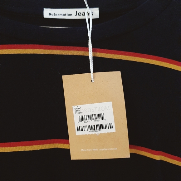 NWT Reformation Chloe Cropped Long Sleeve Tee | Striped | Size L - Picture 6 of 9